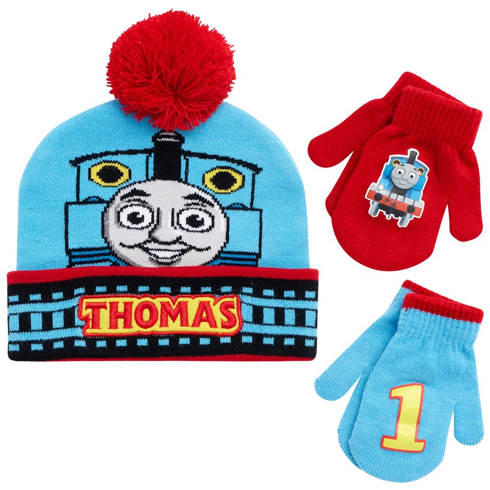 Mattel Thomas The Train Winter Hat & 2 Pair Mittens Set (Toddler), Size Age 2-4, Thomas The Train Mitten Beanie