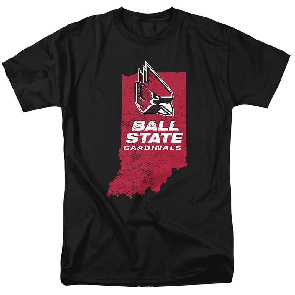Ball State University Official State Shape Unisex Adult T-Shirt, State Shape, 5X-Large