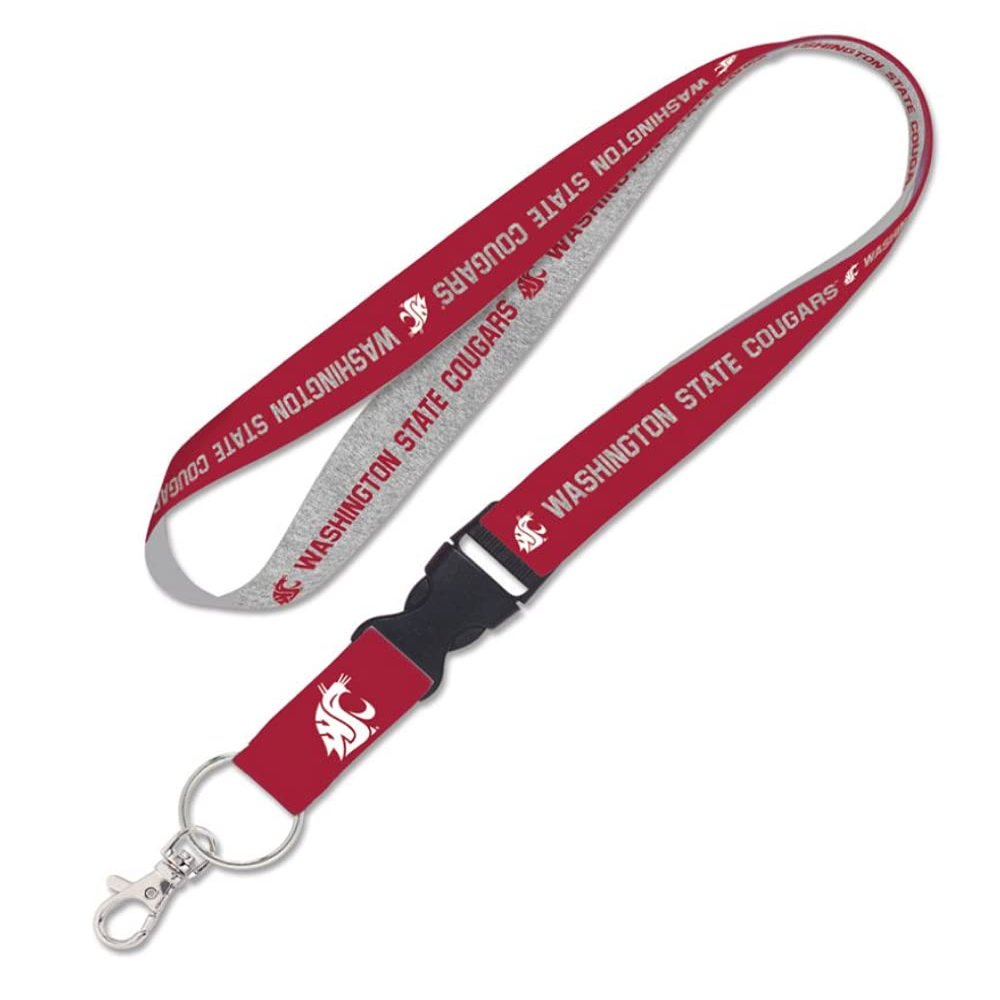 Washington State Cougars WSU Lanyard with Detachable Buckle 1" Width - Heathered/Jersey Print