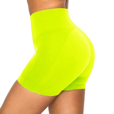ALWAYS Women's Seamless Biker Shorts - High Waisted Yoga Running Athletic Workout Short Pants Neon Lime Small