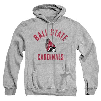 Ball State University Official BSU Cardinals Logo Unisex Adult Pull-Over Hoodie,Athletic Heather, Small