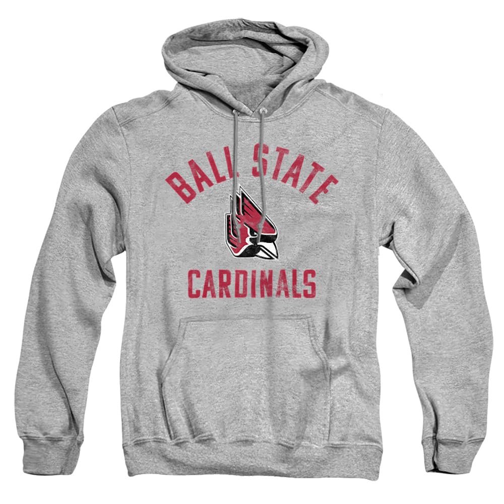 Ball State University Official BSU Cardinals Logo Unisex Adult Pull-Over Hoodie,Athletic Heather, Small