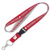 Wisconsin Badgers Lanyard with Detachable Buckle 1" Width - Heathered/Jersey Print view 1