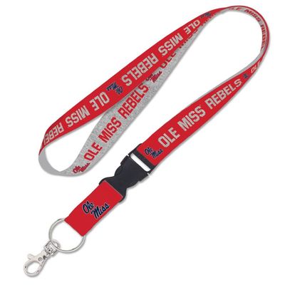 METERO Caseys Mississippi Rebels Ole Miss Lanyard with Detachable Buckle 1" Width - Heathered/Jersey Print