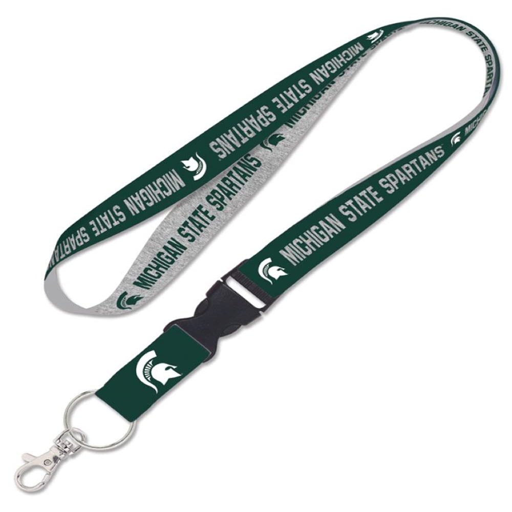 Caseys Michigan State University Spartans Lanyard with Detachable Buckle 1" Width - Heathered/Jersey Print