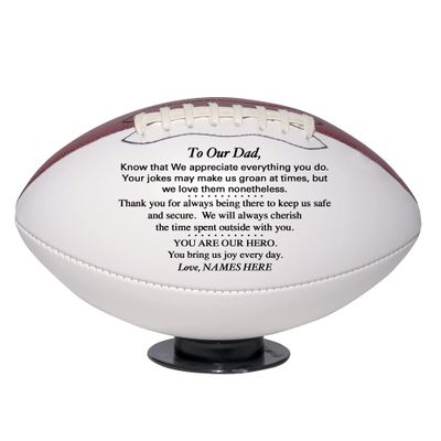 Personalized Fathers Day Football Gift from Daughter or Son - Personalized Football for Dad - Birthday Gift for Dad from Son or Daughter((Mini 9" Football, Our Dad)