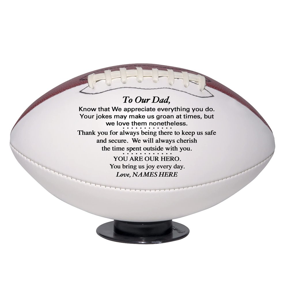 Personalized Fathers Day Football Gift from Daughter or Son - Personalized Football for Dad - Birthday Gift for Dad from Son or Daughter((Mini 9" Football, Our Dad)