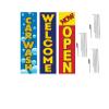 COBB PROMO Three Car Wash Welcome Now Open Advertising Rectangle Boomer Feather Flags Complete Kits with Three Flag Poles and Three Ground Spikes view 1