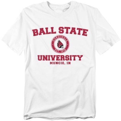 Ball State University Official Circle Logo Unisex Adult T-Shirt, White, 5X-Large