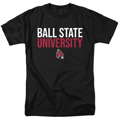 Ball State University Official Stacked Unisex Adult T-Shirt, Black, 5X-Large