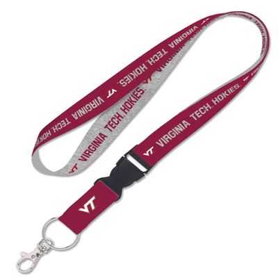 Caseys Virginia Tech University Hokies Lanyard with Detachable Buckle 1" Width - Heathered/Jersey Print