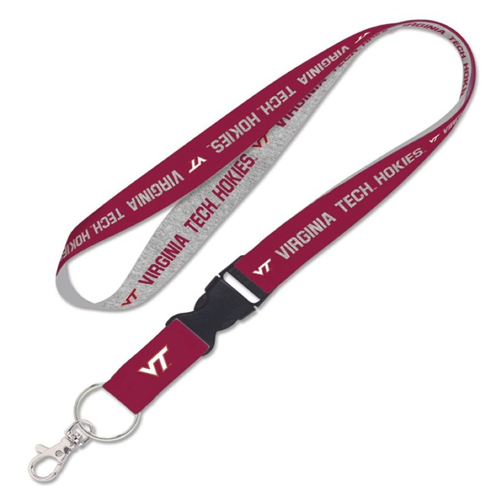 Caseys Virginia Tech University Hokies Lanyard with Detachable Buckle 1" Width - Heathered/Jersey Print