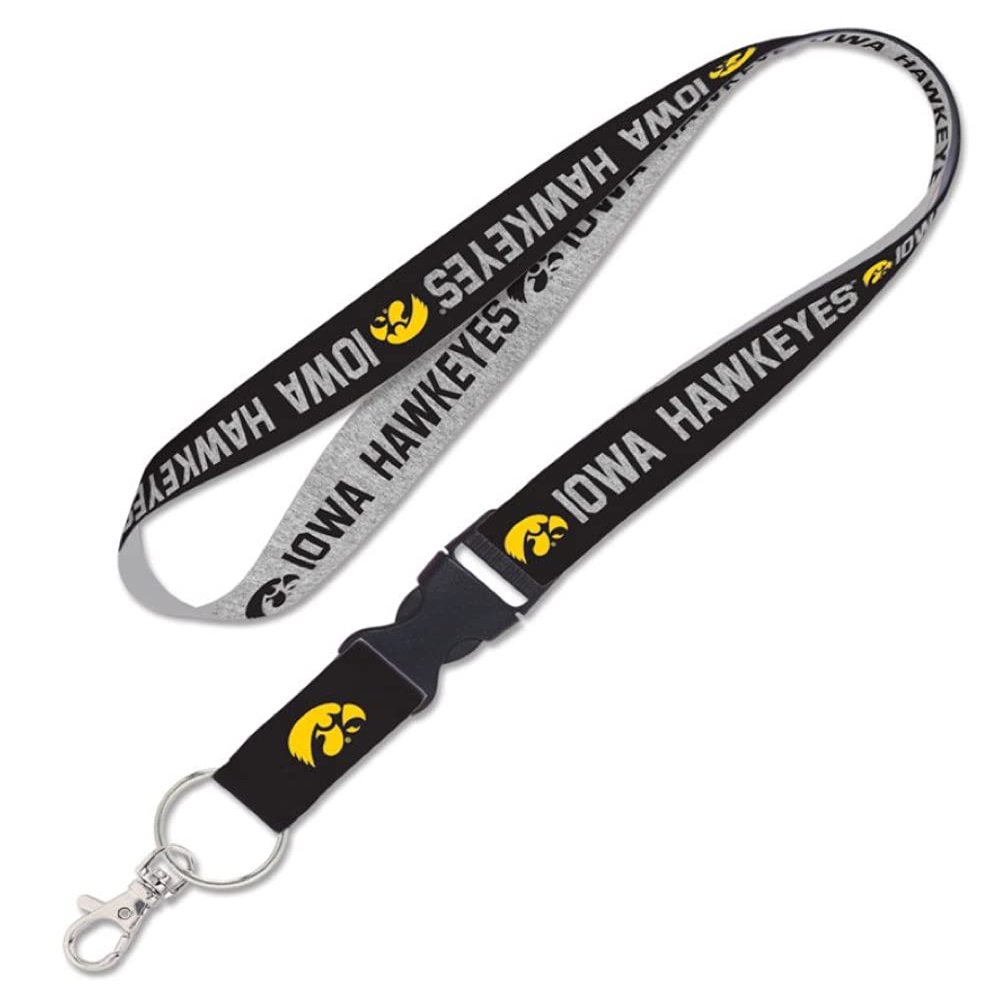 University Iowa Hawkeyes Lanyard with Detachable Buckle 1" Width - Heathered/Jersey Print