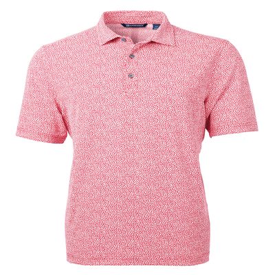 Cutter & Buck mens Short Sleeve Virtue Eco Pique Botanical Print Polo Shirt, Red, Small US