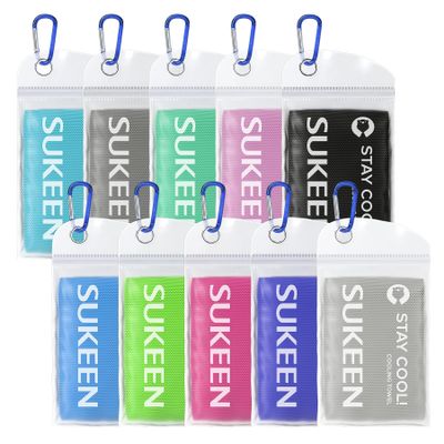 Sukeen 10 Pack Cooling Towels (40"x12"), Neck and Face, Microfiber Cool Towel, Soft Breathable Chilly Towel for Yoga, Golf, Gym, Camping, Running, Workout & More Activities