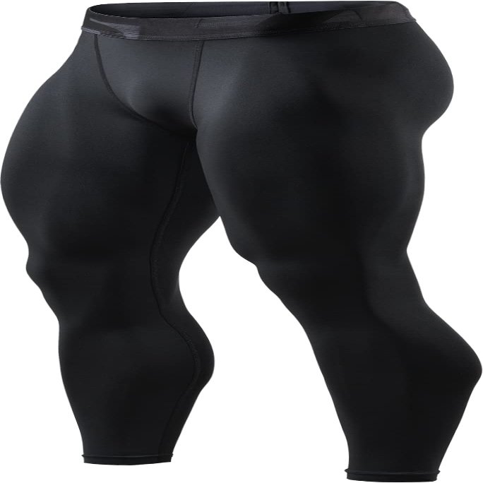 TSLA Men's Compression Pants - Cool Dry Athletic Sports Workout Running Tights Leggings Baselayer, Hyper Control Pants Black, 3X-Large