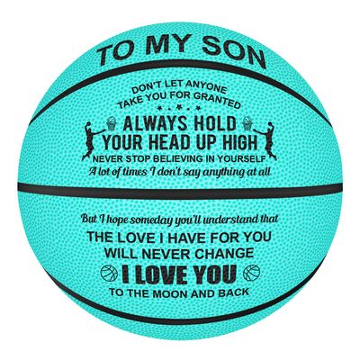 KWOOD Engraved Custom Outdoor Indoor Basketball Gifts - I Love You to The Moon and Back- for Son Graduation Birthday (Blue-for Son)