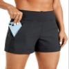 CRZ YOGA Women's Lightweight Mid Rise Hiking Shorts 4'' - Stretch for Athletic Summer Travel Outdoor Golf with Zip Pockets Ink Gray Medium view 1