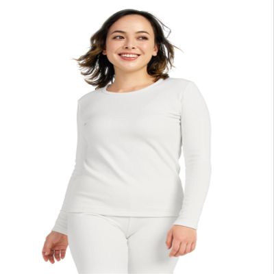 LAPASA Women Thermal Shirt (Pack 1) Top Long Sleeve Undershirt Crew Neck Lightweight Thermoflux 300 Extra Warm Soft Baselayer L42 X-Large White