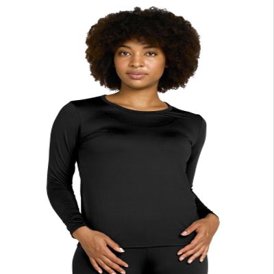 LAPASA Women Thermal Shirt (Pack 1) Top Long Sleeve Undershirt Crew Neck Lightweight Thermoflux 300 Extra Warm Soft Baselayer L42 XX-Large Black