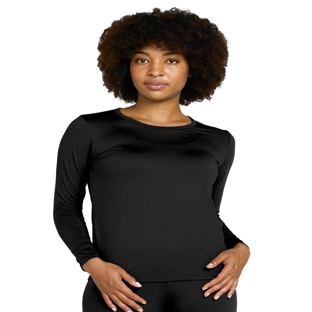 LAPASA Women Thermal Shirt (Pack 1) Top Long Sleeve Undershirt Crew Neck Lightweight Thermoflux 300 Extra Warm Soft Baselayer L42 XX-Large Black