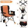 LEADALLWAY Folding Camping Chair Oversized Collapsible Camp Chair with Cup Holder and Removable Storage Bag, Heavy Duty Support 350 LBS, Portable Lawn Chair for Outdoor view 3