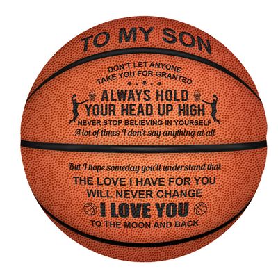 KWOOD Engraved Custom Brown Outdoor Indoor Basketball Gifts - I Love You to The Moon and Back- for Son Graduation Birthday
