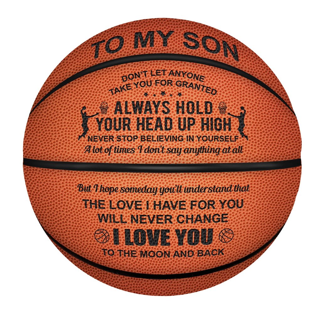 KWOOD Engraved Custom Brown Outdoor Indoor Basketball Gifts - I Love You to The Moon and Back- for Son Graduation Birthday