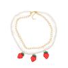 Multilayer Fruit Strawberry Pineapple Pendant Pearl Choker Colorful Beads Flowers Necklace Party Cute Women Bohemia Handmade Jewelry-strawberry view 1
