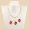 Multilayer Fruit Strawberry Pineapple Pendant Pearl Choker Colorful Beads Flowers Necklace Party Cute Women Bohemia Handmade Jewelry-strawberry view 2