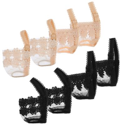 Healifty 4 pairs detachable shoe straps lace flower ankle straps belt band reusable high heels shoe belts for holding loose high heels pumps black beige