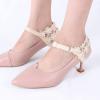 Healifty 4 pairs detachable shoe straps lace flower ankle straps belt band reusable high heels shoe belts for holding loose high heels pumps black beige view 4