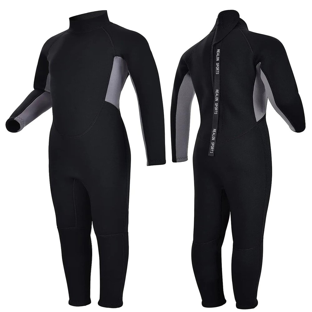 REALON Kids Wetsuit for Girls Boys Toddler and Youth 3mm Neoprene Child Full Wet Suits Warm in Cold Water Thermal Swimsuit Back Zip for Swimming Diving Jet Skiing Surfing