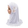 RUIXIA Girls Muslim Hijab Scarf Shawls with Flowers Lovely Fashion Anti-UV Islamic Head Scarf Head Wrap for Kids Age 2-6, White, One Size view 2