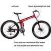 EUROBIKE Folding Bike,26 Inch Full Suspension Folding Mountain Bike,Dual Disc Brake 21 Speed Bicycle for Adults Men or Women (Red Aluminium Rims) view 3