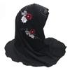 Muslim Hijab Head Scarf Ice Silk Headwear Floral Kids Amira Hijab Islamic Head Wrap for Age 2-6 Years Girls (black (6 flowers)) view 1