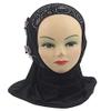 Muslim Hijab Head Scarf Ice Silk Headwear Floral Kids Amira Hijab Islamic Head Wrap for Age 2-6 Years Girls (black (6 flowers)) view 3