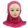 Muslim Hijab Head Scarf Ice Silk Headwear Floral Kids Amira Hijab Islamic Head Wrap for Age 2-6 Years Girls (rosy (6 flowers)) view 2