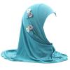 Muslim Hijab Head Scarf Ice Silk Headwear Floral Kids Amira Hijab Islamic Head Wrap for Age 2-6 Years Girls (green (6 flowers)) view 1