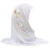 Muslim Hijab Head Scarf Ice Silk Headwear Floral Kids Amira Hijab Islamic Head Wrap for Age 2-6 Years Girls (white (6 flowers)) view 1