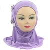 Muslim Hijab Head Scarf Ice Silk Headwear Floral Kids Amira Hijab Islamic Head Wrap for Age 2-6 Years Girls (purple (6 flowers)) view 2