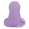 Muslim Hijab Head Scarf Ice Silk Headwear Floral Kids Amira Hijab Islamic Head Wrap for Age 2-6 Years Girls (purple (6 flowers)) view 4