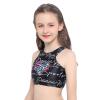 YONGHS Kids Girls Sports Bras Athletic Fashion Racerback Crop Tank Top for Yoga/Fitness/Workout/Gym Black 14 view 4