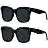 ANDWOOD Oversized Sunglasses for Women Big Large Square Wide Frame Shades Retro Trendy Fashion UV Protection 2 Pack Matte Black Sun glasses view 1