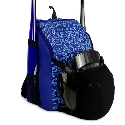 PHINIX Baseball, T-ball or Softball Backpack Holds Bat helmet Glove with Fence Hook (Blue)