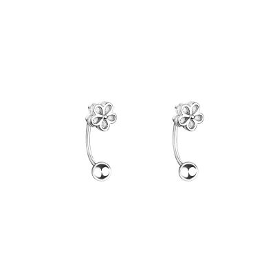 925 Sterling Silver Daisy Flower Half Hoop Earrings Set Cuff Earrings Ball Crystal Studs for Women Cartilage Earrings Helix Piercing Jewelry