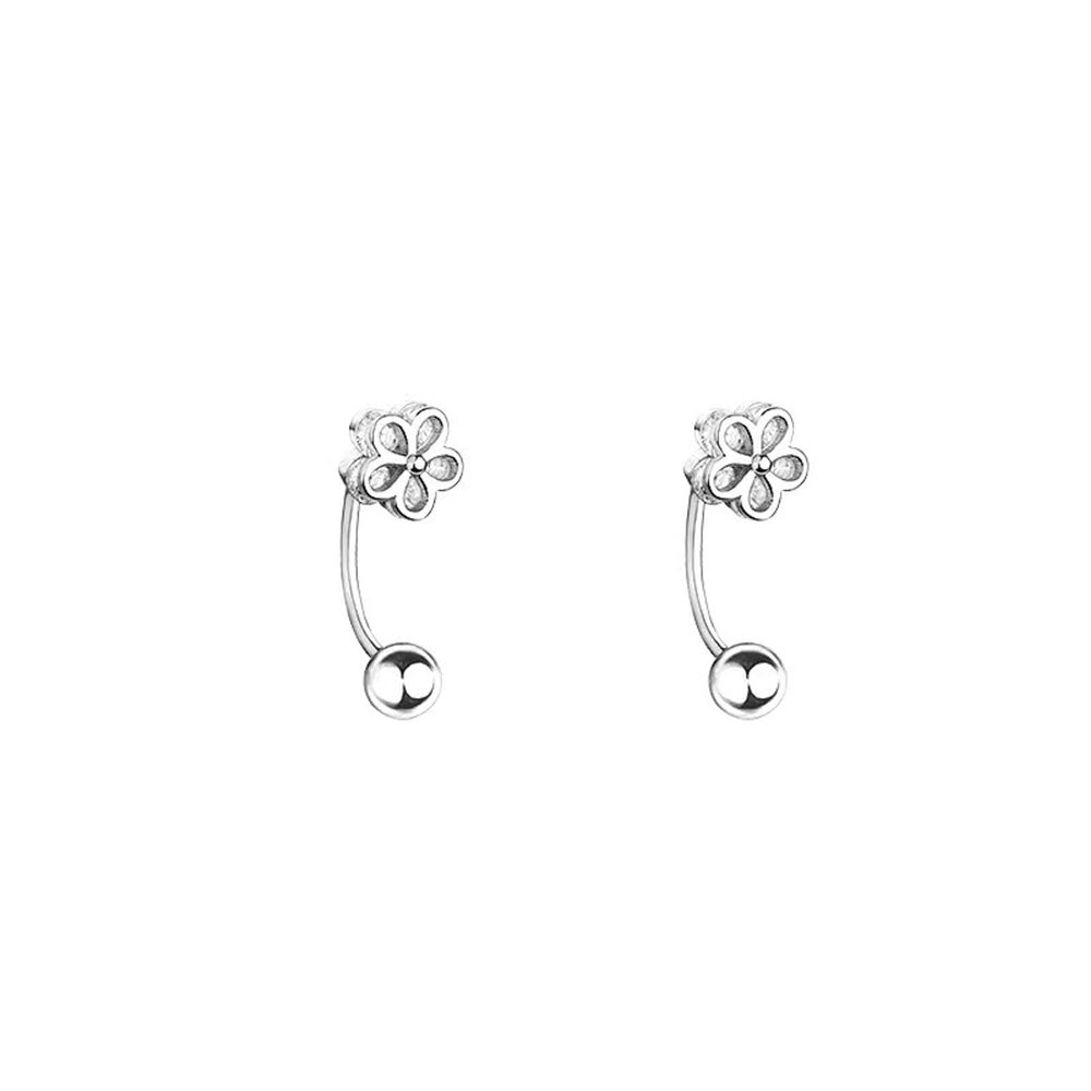 925 Sterling Silver Daisy Flower Half Hoop Earrings Set Cuff Earrings Ball Crystal Studs for Women Cartilage Earrings Helix Piercing Jewelry