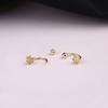 925 Sterling Silver Daisy Flower Half Hoop Earrings Set Cuff Earrings Ball Crystal Studs for Women Cartilage Earrings Helix Piercing Jewelry view 3