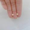 925 Sterling Silver Daisy Flower Half Hoop Earrings Set Cuff Earrings Ball Crystal Studs for Women Cartilage Earrings Helix Piercing Jewelry view 4