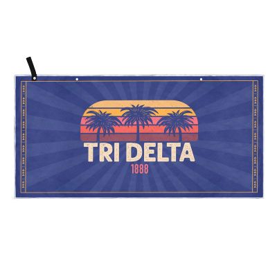 Bad Bananas BBGreek Tri Delta Official Vendor - Large Microfiber Beach, Picnic, Blanket - Retro Palms - Sorority Paraphernalia